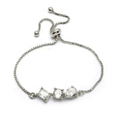 Rhodium Plated Silver Toned White American Diamond Studded Wraparound Bracelet