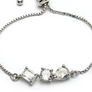 Rhodium Plated Silver Toned White American Diamond Studded Wraparound Bracelet