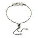 Rhodium Plated Silver Toned White American Diamond Studded Wraparound Bracelet