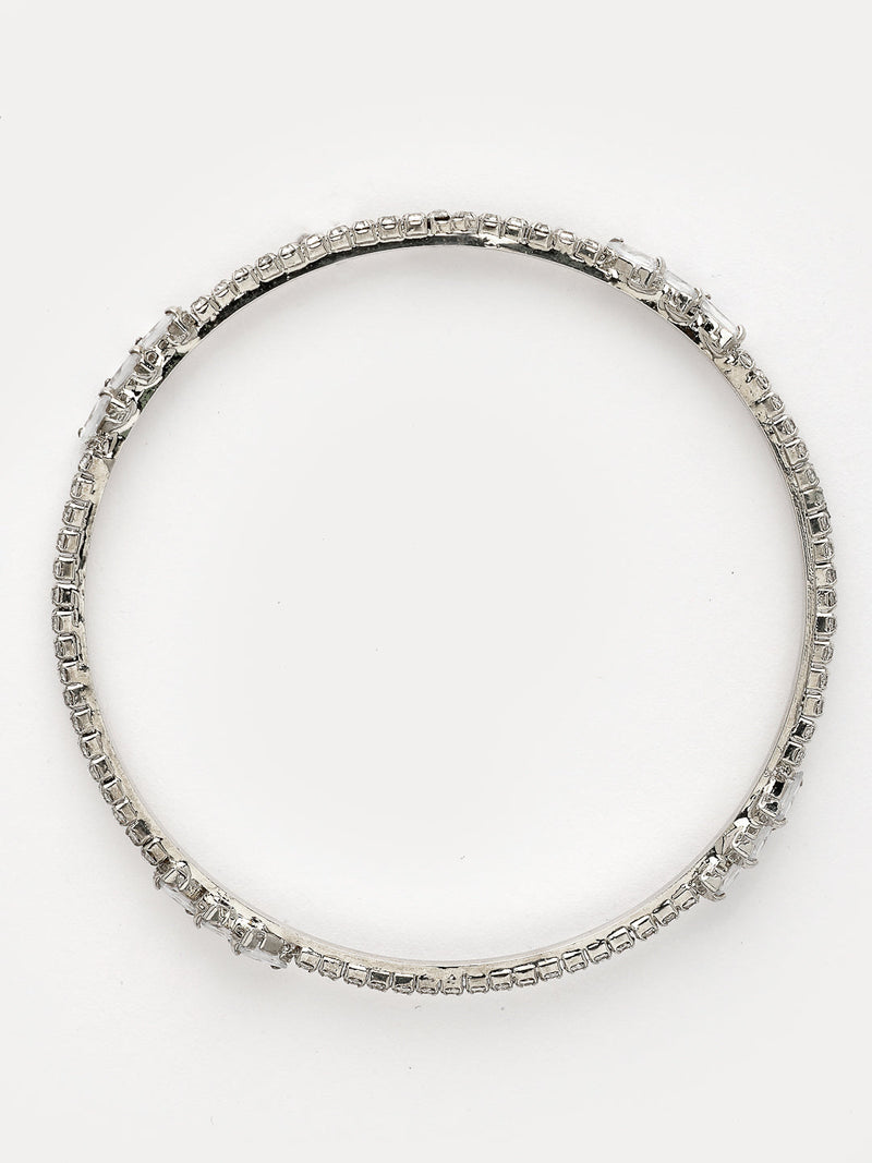 Rhodium Plated White American Diamonds Studded Bangles