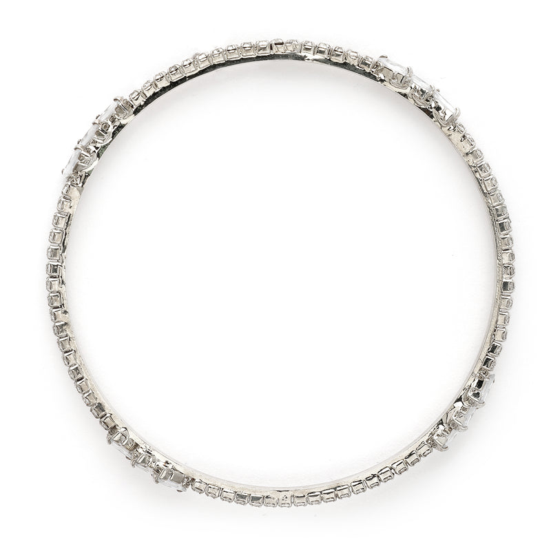 Rhodium Plated White American Diamonds Studded Bangles