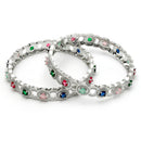 Rhodium Plated Multicolor American Diamond Studded Circular Design Bangles