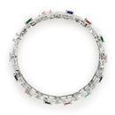 Rhodium Plated with Multicolor American Diamond Studded Floral Design Kada Bangles
