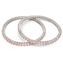 Rhodium Plated Pink American Diamond Studded Thin Bangles
