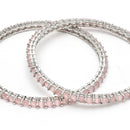 Rhodium Plated Pink American Diamond Studded Thin Bangles