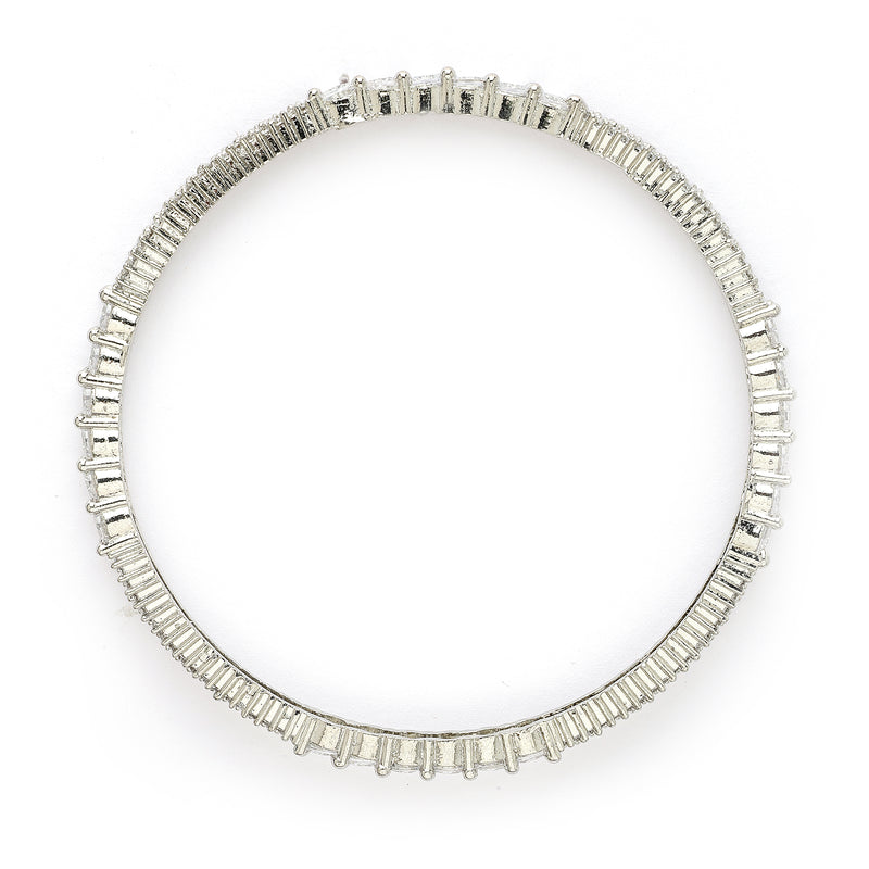 Rhodium Plated White American Diamonds Studded Bangles