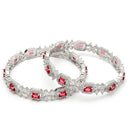 Rhodium Plated Red American Diamonds Studded Bangles