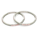 Rhodium Plated Pink American Diamonds Studded Bangles