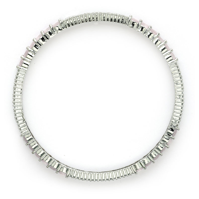 Rhodium Plated Pink American Diamonds Studded Bangles