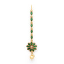 Gold Plated Green Pearl Studded Maang Tikka