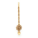 Gold Plated White Pearl Studded Maang Tikka