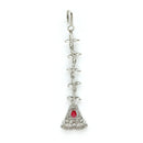 Rhodium Plated Silver Toned Triangle Shaped Red American Diamond Studded Maang Tikka