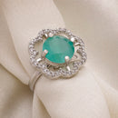 Rhoidum Plated Silver-toned Crystal Floral Statement Ring for Women