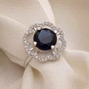 Rhoidum Plated Silver-toned Crystal Floral Statement Ring for Women