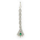 Rhodium Plated Silver Toned  Round & Teardrop Shaped Green American Diamond Studded Maang Tikka