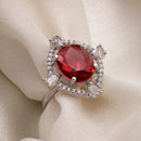 Rhoidum Plated Silver-toned Ruby Magenta Crystal Ring for Women