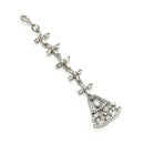 Rhodium Plated Silver Toned Triangle Shaped White American Diamond Studded Maang Tikka