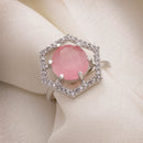 Rhoidum Plated Silver-toned Crystal Geometric Statement Ring for Women