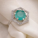 Rhoidum Plated Silver-toned Crystal Geometric Statement Ring for Women