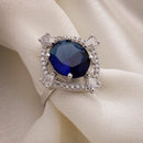 Rhoidum Plated Silver-toned Ruby Magenta Crystal Ring for Women