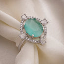 Rhoidum Plated Silver-toned Ruby Magenta Crystal Ring for Women
