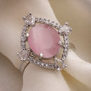 Rhoidum Plated Silver-toned Ruby Magenta Crystal Ring for Women