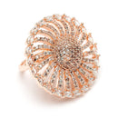 Rose Gold Plated Circular White American Diamond Studded Ring