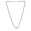 Rose Gold Plated with White American Diamonds Studded Mangalsutra in Feather Design