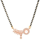 Rose Gold Plated with White American Diamonds Studded Mangalsutra in Feather Design