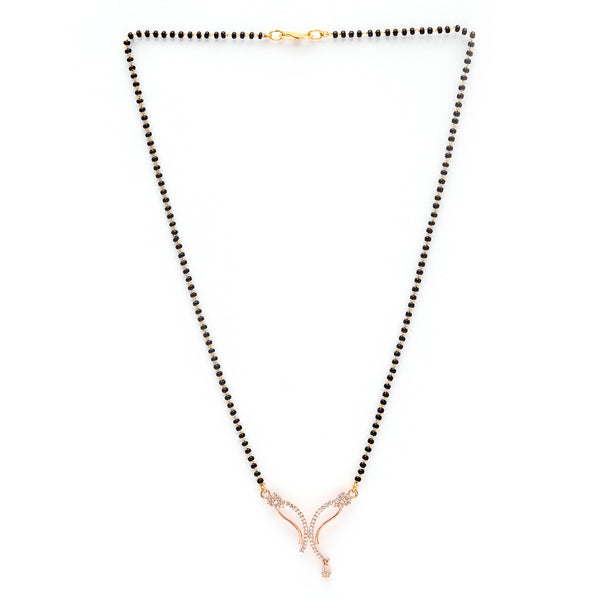 Rose Gold Plated with White American Diamonds Studded Mangal Sutra