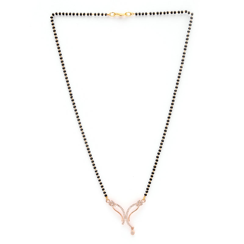 Rose Gold Plated with White American Diamonds Studded Mangal Sutra