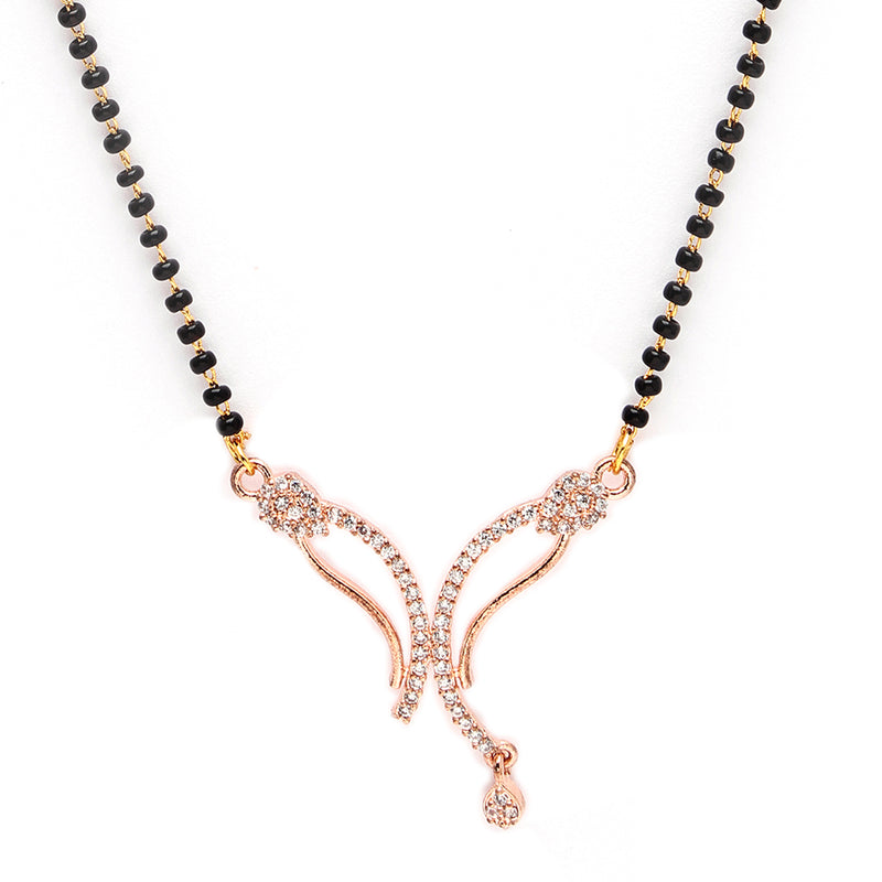Rose Gold Plated with White American Diamonds Studded Mangal Sutra
