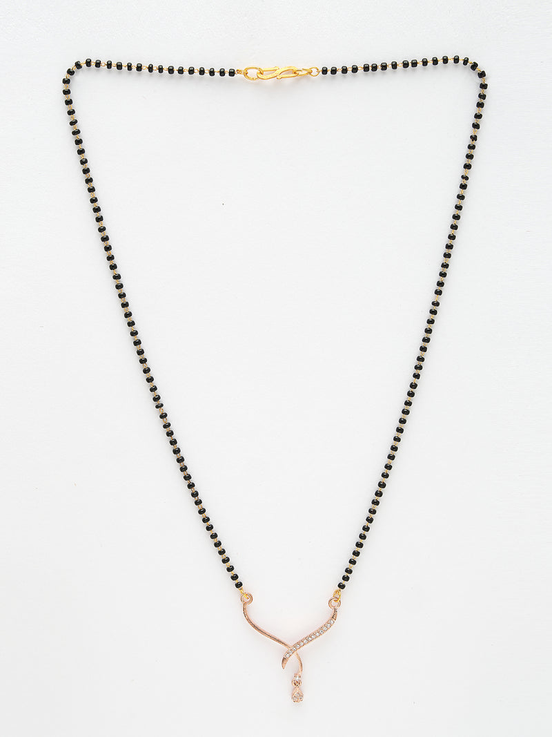 Rose Gold Plated with White American Diamonds Studded Mangal Sutra