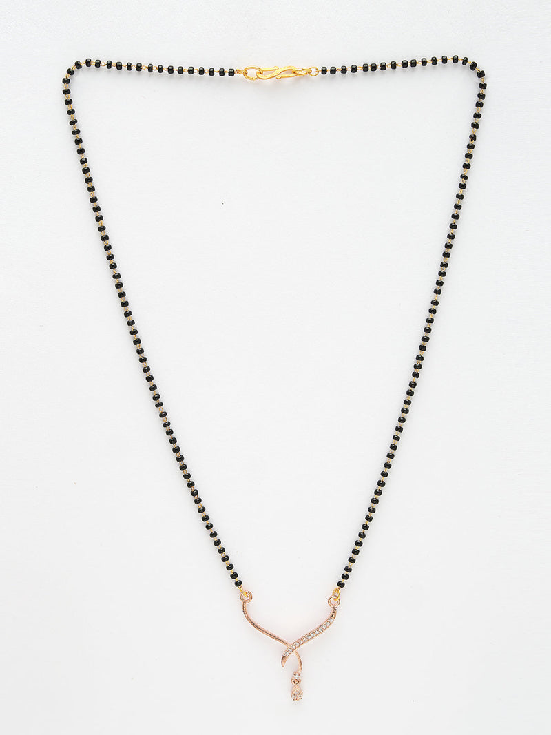 Rose Gold Plated with White American Diamonds Studded Mangal Sutra