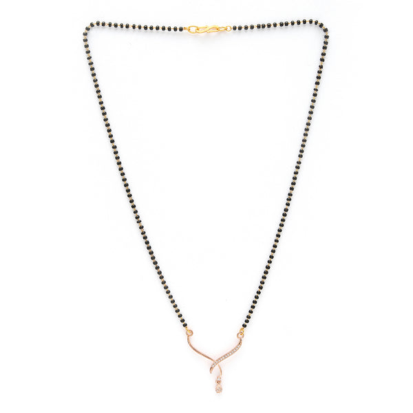 Rose Gold Plated with White American Diamonds Studded Mangal Sutra