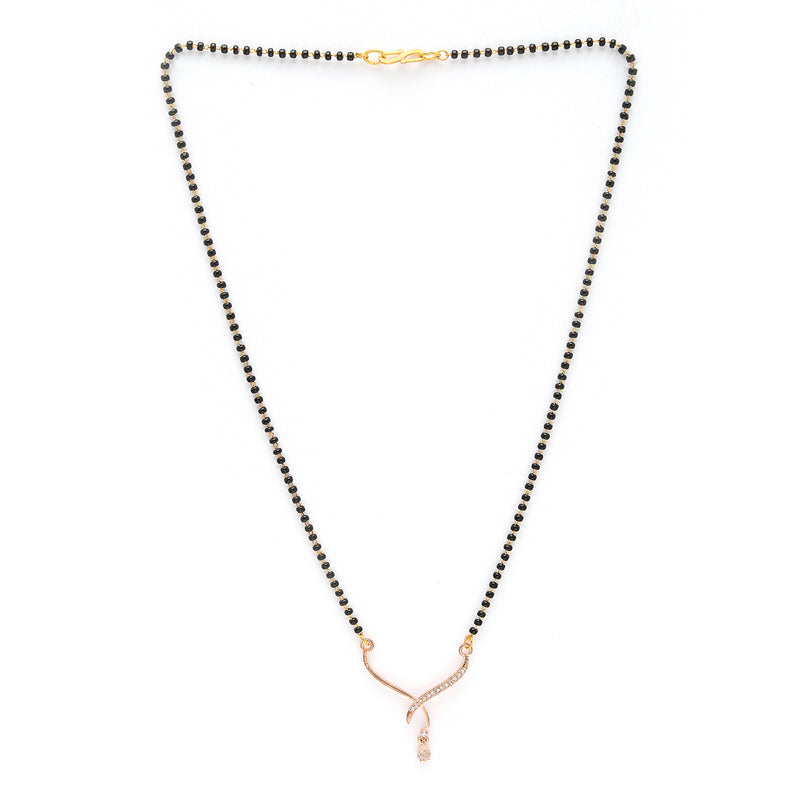 Rose Gold Plated with White American Diamonds Studded Mangal Sutra