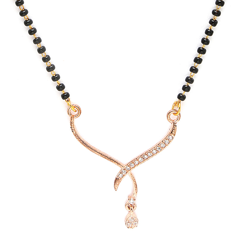 Rose Gold Plated with White American Diamonds Studded Mangal Sutra
