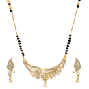 Gold Plated with White American Diamonds Studded Mangalsutra with Earrings