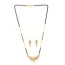 Gold Plated with White American Diamonds Studded Mangalsutra with Earrings