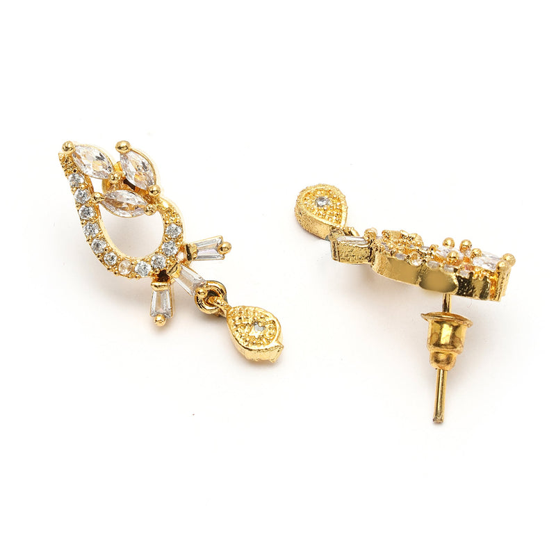 Tradiitional Gold Plated Black Bead Mangalsutra With Earrings
