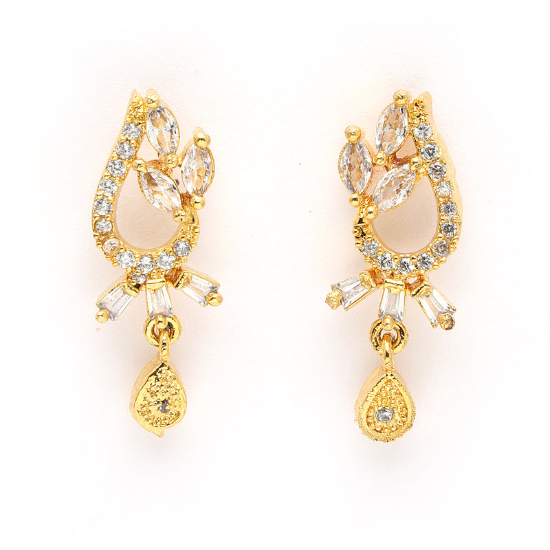 Tradiitional Gold Plated Black Bead Mangalsutra With Earrings