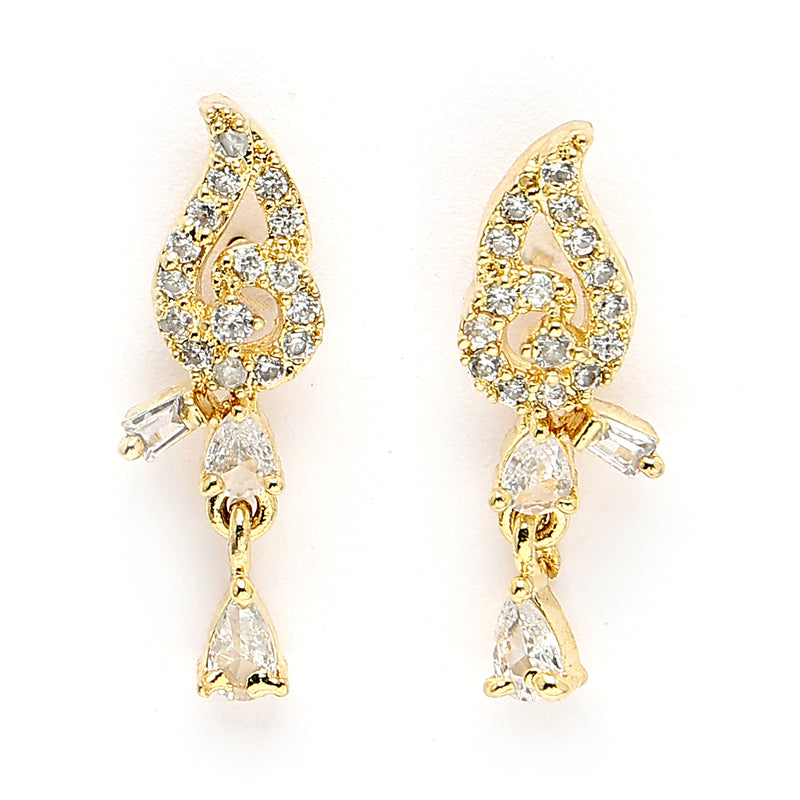 Gold Plated with White American Diamonds Studded Mangalsutra with Earrings