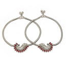 Rhodium Plated Silver Toned Peacock Red Cubic Zirconia Stone Studded Anklets
