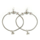 Rhodium Plated Silver Toned Flower Shaped Red Cubic Zirconia studded Anklets