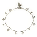 Rhodium Plated Silver Toned Heart White cubic Zirconia studded Charm Anklets