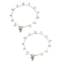 Rhodium Plated Silver Toned Heart White cubic Zirconia studded Charm Anklets