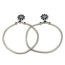 Rhodium Plated Silver Toned Flower Shaped Blue Red Green Cubic Zirconia studded Charm Anklets