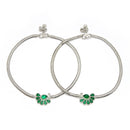 Rhodium Plated Silver Toned Flower Green cubic Zirconia studded Anklets