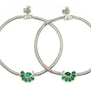 Rhodium Plated Silver Toned Flower Green cubic Zirconia studded Anklets