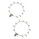 Rhodium Plated Silver Toned Leaf Red Cubic Zirconia Stone Studded Anklets